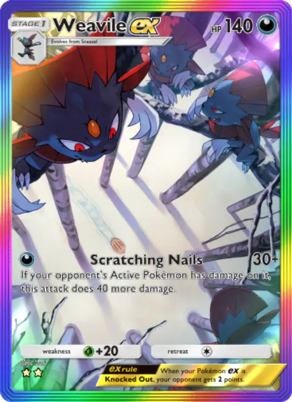 Weavile ex – Pokémon Pocket Karte aus Space-Time Smackdown
