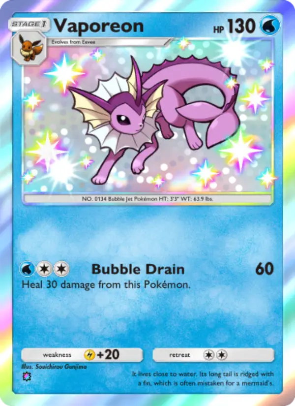 Vaporeon – Pokémon Pocket Karte aus Wisdom of Sea and Sky