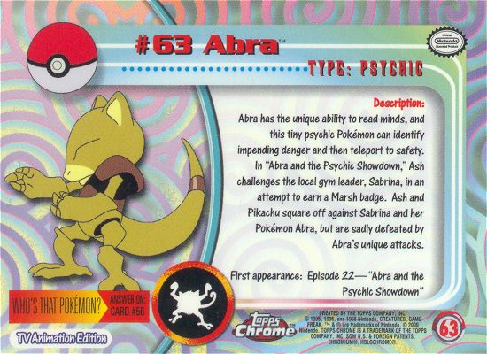 Abra Rückseite