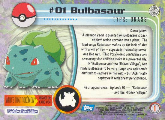 Bulbasaur Rückseite