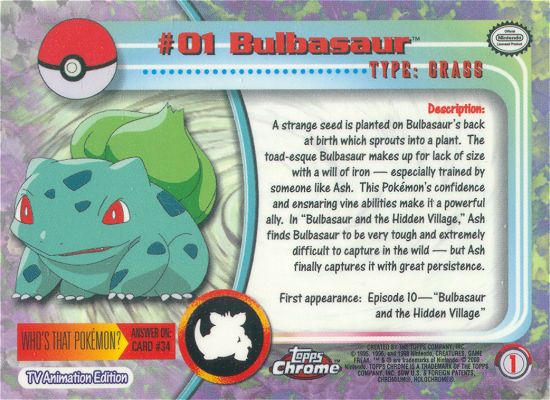 Bulbasaur Rückseite
