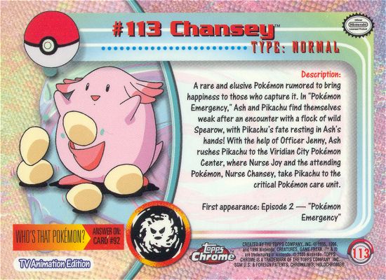 Chansey Rückseite