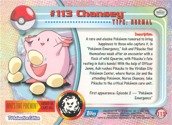 Chansey Rückseite