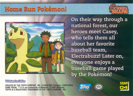 Home Run Pokemon! Rückseite