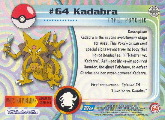 Kadabra Rückseite