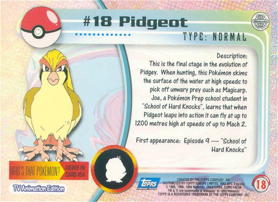 Pidgeot Rückseite