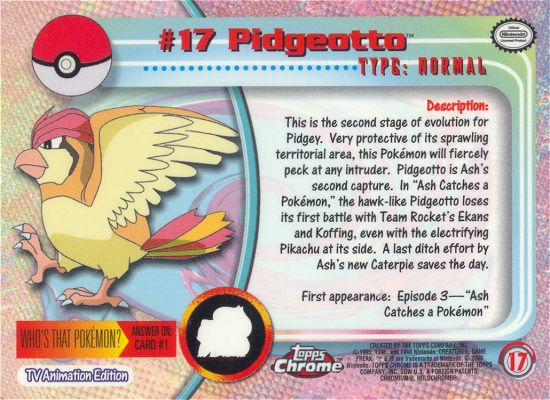Pidgeotto Rückseite