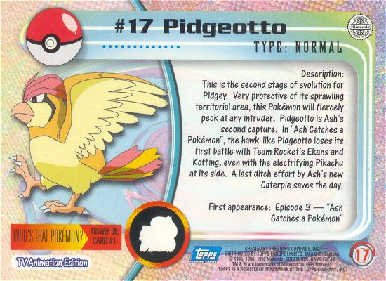 Pidgeotto Rückseite