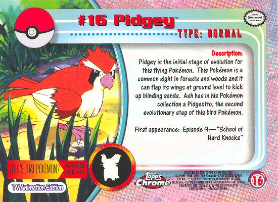 Pidgey Rückseite