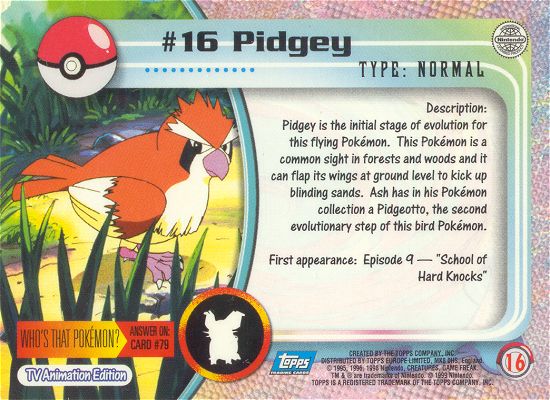Pidgey Rückseite