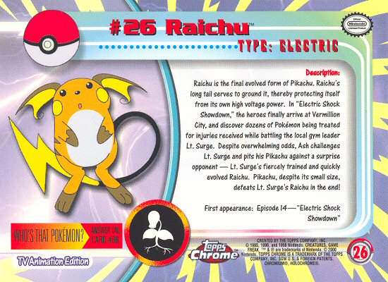 Raichu Rückseite