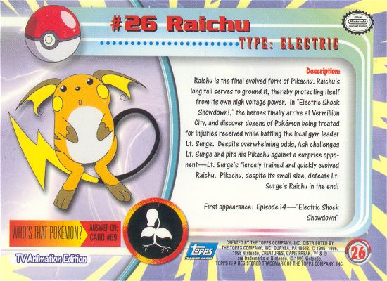Raichu Rückseite