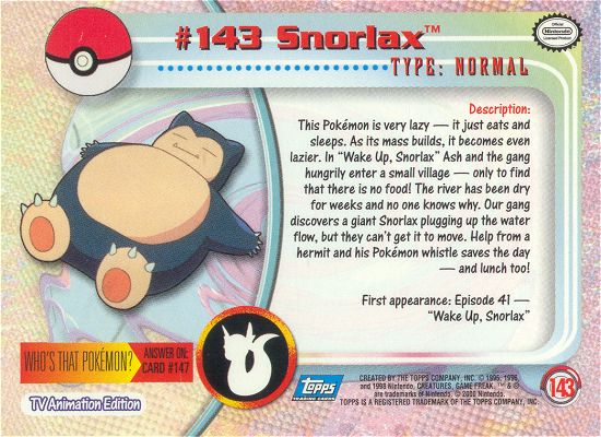Snorlax Rückseite