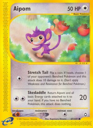 Aipom - 67/147 - Aquapolis|Aipom - 67/147 - Reverse holo - Aquapolis