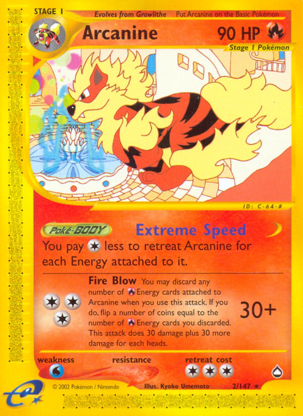 Arcanine - 2/147 - Aquapolis|Arcanine - 2/147 - Reverse holo - Aquapolis