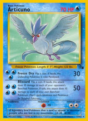 Articuno Fossil set unlimited|Articuno Fossil set first edition