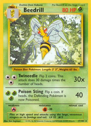 Beedrill Base set Unlimited|Beedrill Base set First Edition|Beedrill Base set Shadowless|Beedrill Base set 4th print