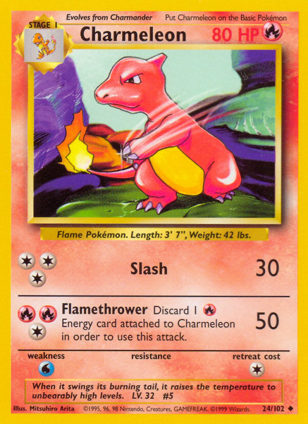 Charmeleon Base set Unlimited|Charmeleon Base set First Edition|Charmeleon Base set Shadowless|Charmeleon Base set 4th print