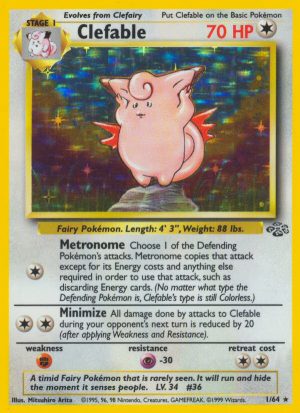 Clefable unlimited jungle set|Clefable first edition jungle set|Clefable error card jungle set