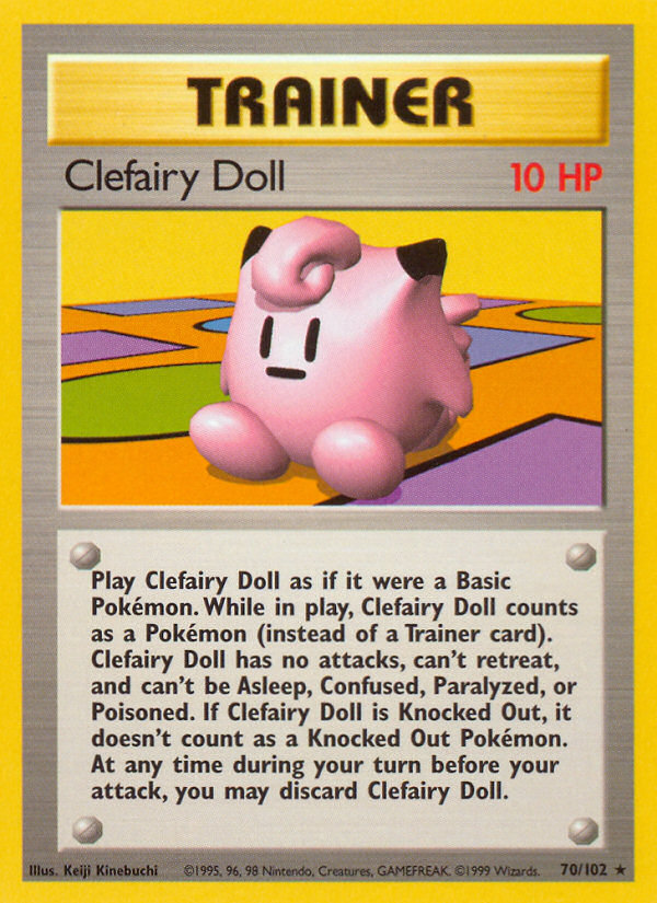 Clefairy Doll Base set Unlimited|Clefairy Doll Base set First Edition|Clefairy Doll Base set Shadowless|Clefairy Doll Base set 4th print