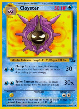 Cloyster Fossil set unlimited|Cloyster Fossil set first edition