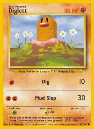 Diglett Base set Unlimited|Diglett Base set First Edition|Diglett Base set Shadowless|Diglett Base set 4th print