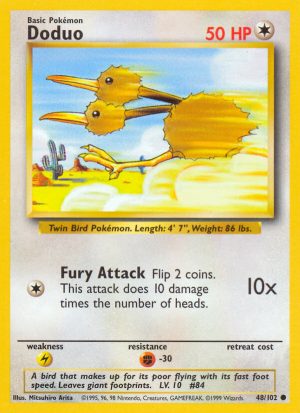 Doduo Base set Unlimited|Doduo Base set First Edition|Doduo Base set Shadowless|Doduo Base set 4th print