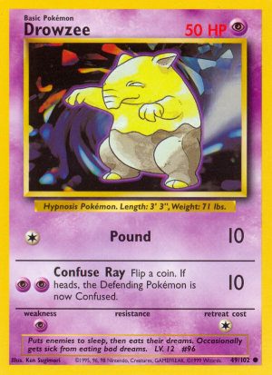 Drowzee Base set Unlimited|Drowzee Base set First Edition|Drowzee Base set Shadowless|Drowzee Base set 4th print