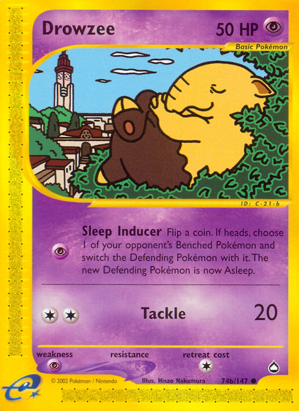 Drowzee - 74/147 - Aquapolis|Drowzee - 74/147 - Reverse holo - Aquapolis