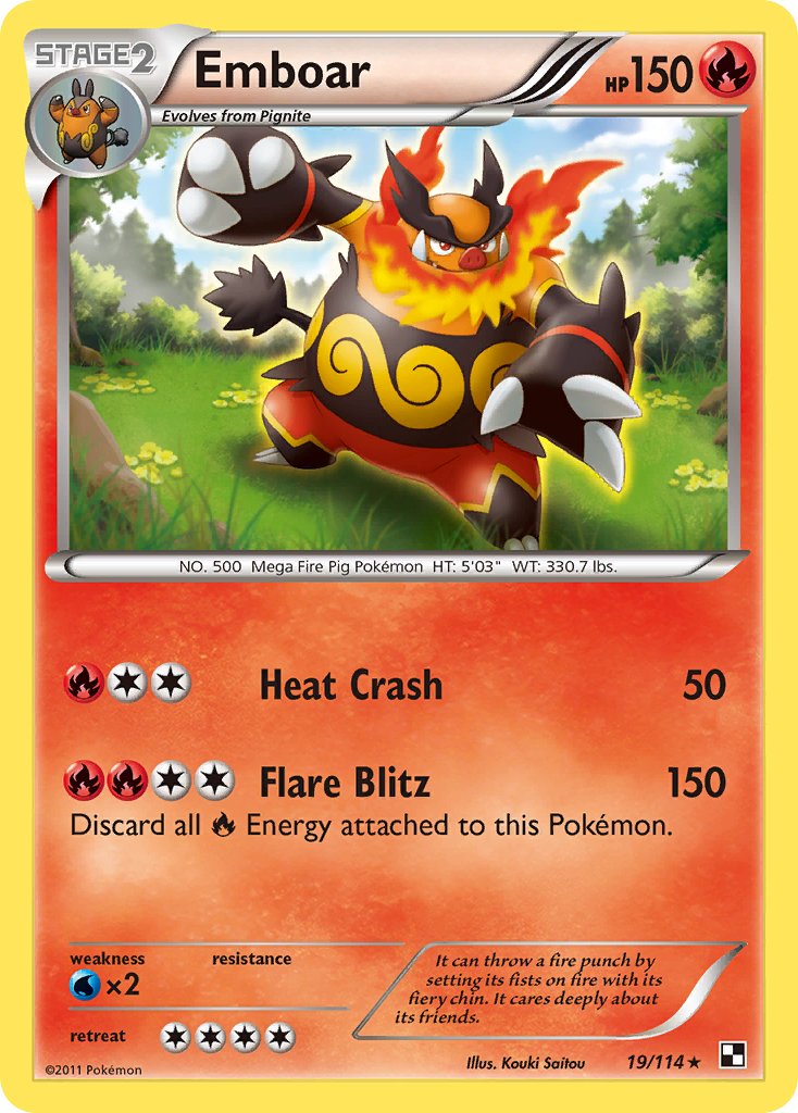 Emboar - 19 - Black & White|Emboar - 19 - prisma holo - Black & White