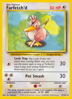 Farfetch’d Base set Unlimited|Farfetch’d Base set First Edition|Farfetch’d Base set Shadowless|Farfetch’d Base set 4th print