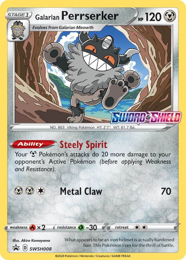Galarian Perrserker - SWSH008 - Sword & Shield Promos