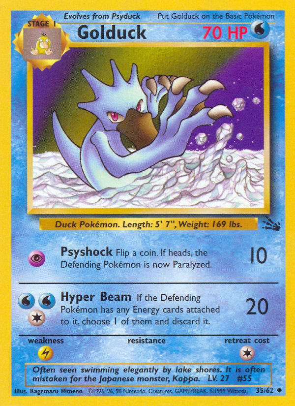 Golduck Fossil set unlimited|Golduck Fossil set first edition