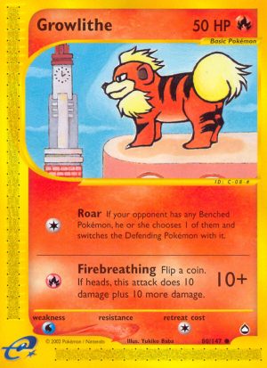 Growlithe - 80/147 - Aquapolis|Growlithe - 80/147 - Reverse holo - Aquapolis