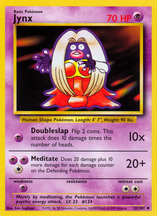 Jynx Base set Unlimited|Jynx Base set First Edition|Jynx Base set Shadowless|Jynx Base set 4th print