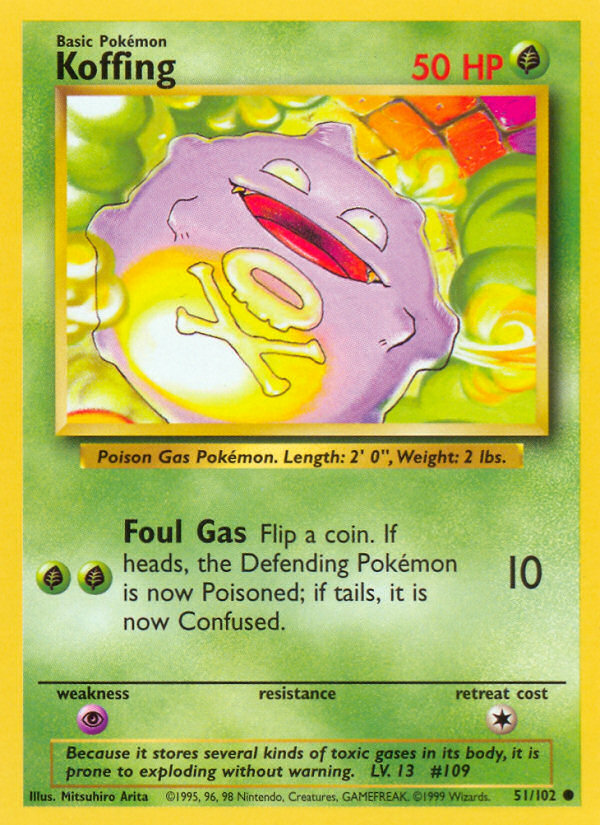 Koffing Base set Unlimited|Koffing Base set First Edition|Koffing Base set Shadowless|Koffing Base set 4th print
