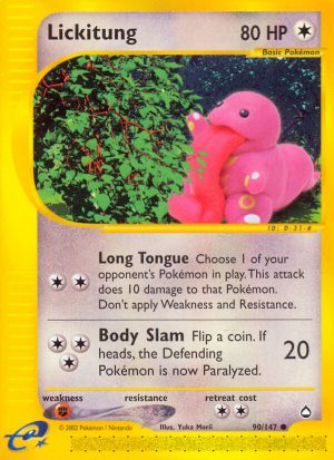 Lickitung - 90/147 - Aquapolis|Lickitung - 90/147 - Reverse holo - Aquapolis