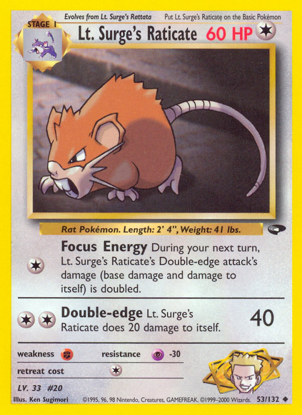 Lt. Surge’s Raticate Gym Challenge Unlimited|Lt. Surge’s Raticate Gym Challenge First Edition