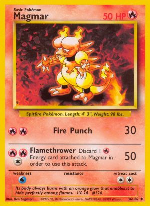 Magmar Base set Unlimited|Magmar Base set First Edition|Magmar Base set Shadowless|Magmar Base set 4th print
