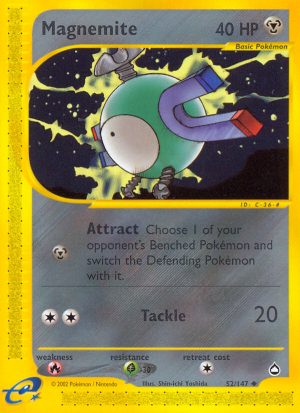 Magnemite - 52/147 - Aquapolis|Magnemite - 52/147 - Reverse holo - Aquapolis