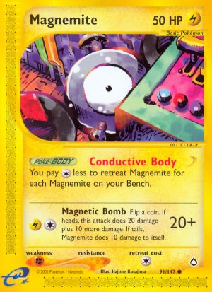Magnemite - 91/147 - Aquapolis|Magnemite - 91/147 - Reverse holo - Aquapolis