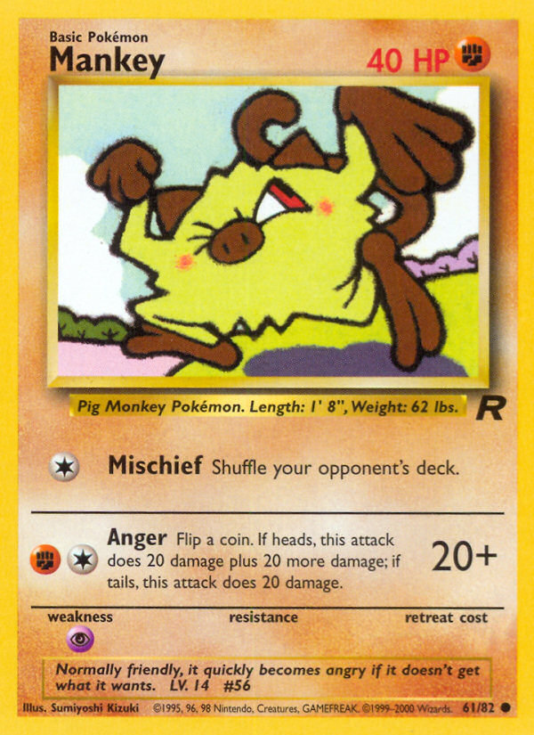 Mankey Team Rocket unlimited|Mankey Team Rocket first edition