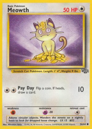 Meowth unlimited jungle set|Meowth first edition jungle set|Meowth gold border jungle set