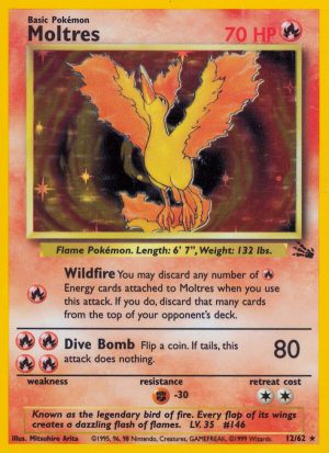 Moltres Fossil set unlimited|Moltres Fossil set first edition