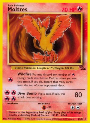 Moltres Fossil set unlimited|Moltres Fossil set first edition