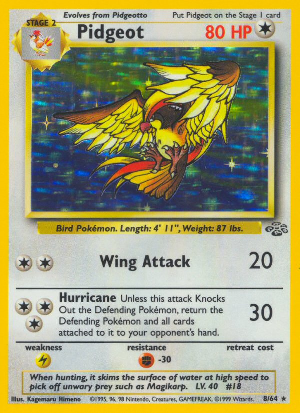 Pidgeot unlimited jungle set|Pidgeot first edition jungle set|Pidgeot error card jungle set