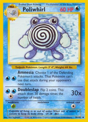 Poliwhirl Base set Unlimited|Poliwhirl Base set First Edition|Poliwhirl Base set Shadowless|Poliwhirl Base set 4th print