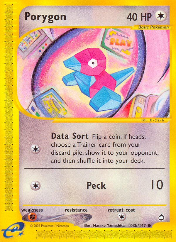 Porygon - 103/147 - Aquapolis|Porygon - 103/147 - Reverse holo - Aquapolis