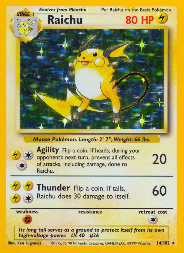 Raichu Base set Unlimited|Raichu Base set First Edition|Raichu Base set Shadowless