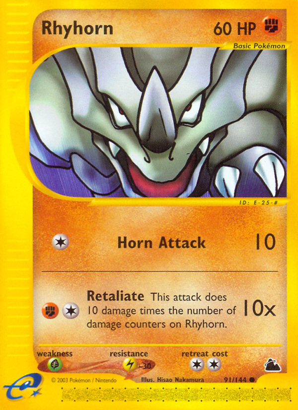 Rhyhorn - 91/144 - Skyridge|Rhyhorn - 91/144 - Reverse holo - Skyridge